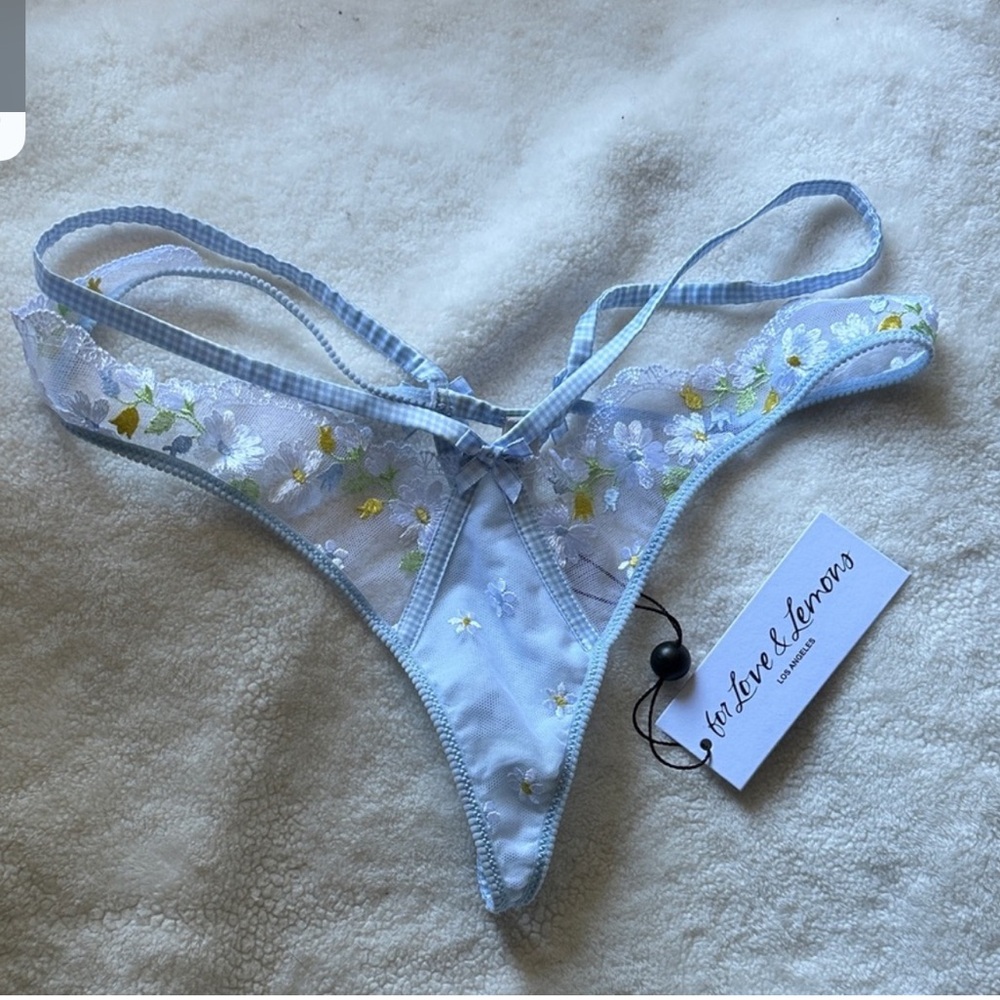 For Love And Lemons Blue Floral Lace Panties